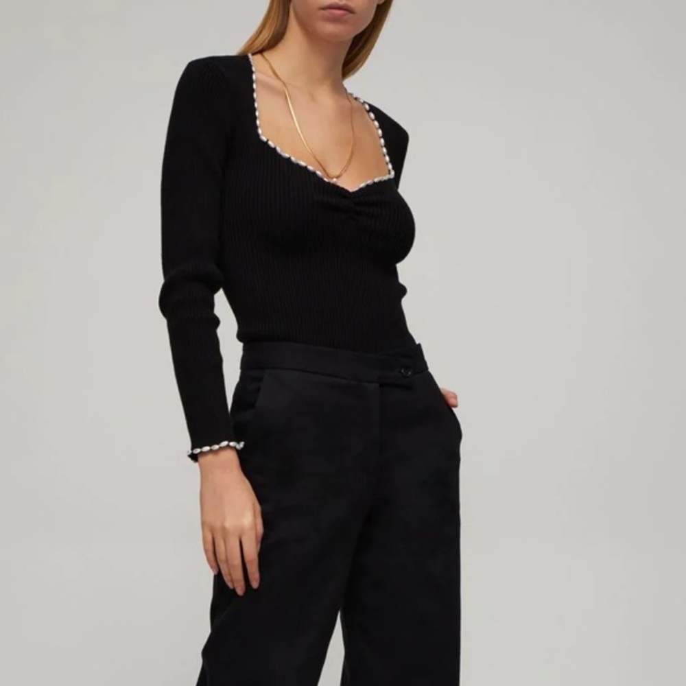 Musier Paris Mila Top / Sz 36 Small / Black + Pearls / Rare